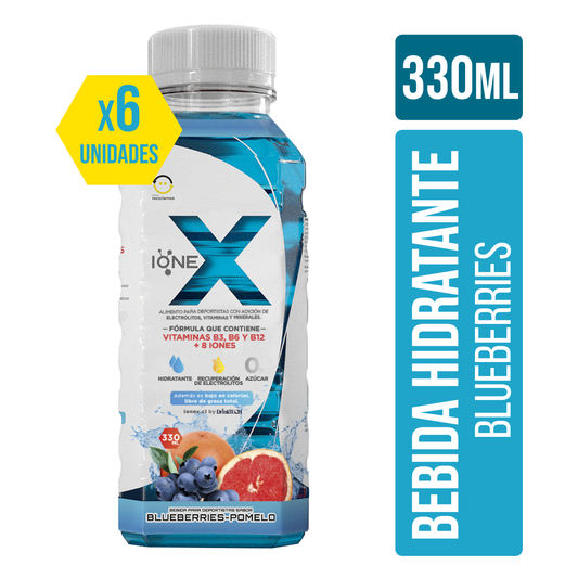 Pack 6 IONEX – Súper Hidratación Blueberries Pomelo (330 ml)